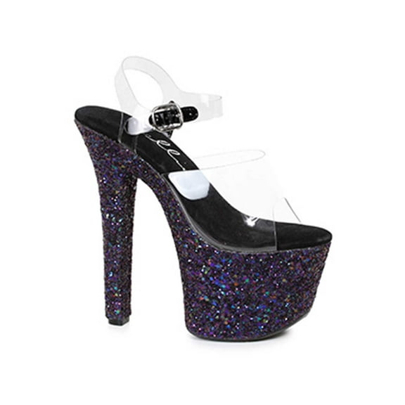 711-SERENITY ,7" Pointed Stiletto Mule Sandal Black / Size 9