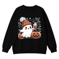 thumbnail image 4 of ZHOGXU Halloween Themed Girls Pumpkin & Ghost Print Pullover Sweatshirt Long Sleeve O Neck Top For Kids Fashion Loose Fit Everyday Wear,Black,7-8 Years, 4 of 4