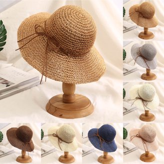 Vorkoi Womens Short Brim Straw Sun Hat Fedora Trilby Hat  display picture 1