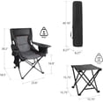 thumbnail image 2 of Oversized Padded Camping Chair with Footrest Stool Heavy Duty Cooler Bag Chair for Fishing, Tailgating, Sports Games, Backyard - Support 300 LBS, 2 of 6