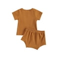 thumbnail image 3 of Qiylii Baby 2-piece Outfit Set Short Sleeve Solid Color Tops T shirt + Shorts, 3 of 7