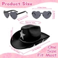 thumbnail image 3 of Sombrero de Vaquera Blanco con Gafas de Corazón - Sombrero Vaquero con Estrella Brillante para Mujeres en Fiesta Temática de Despedida de Soltera (Estrella Negra), 3 of 6