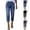 Dark blue-women denim capris, variant on Cropped Denim Pants Women Casual Jean Capris for Office Work Summer Casual Travel Vacation Distressed Ripped Denim Capri Trousers with Pocket Black XXL