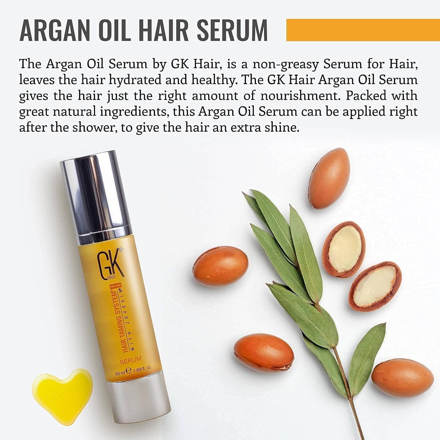 GK Hair Argan Oil Serum, 50ml - Nourishing & Moisturizing