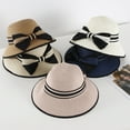 thumbnail image 5 of CYSFASHION Fedora Hats for Women Retro Classic Soft Panama Short Brim Elegant Bucket Hat Beige, 5 of 9