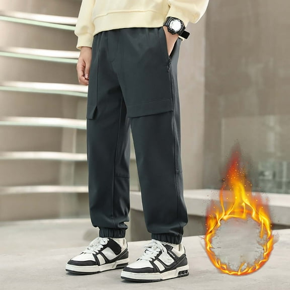 Teen Boys Cargo Pants Elastic High Waisted Drawstring Cargo Jogger Pants With Pocket Classic Fit Cargo Trousers Boys Fashion 15-16 years