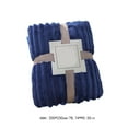 thumbnail image 3 of Cinvoph Queen Size Fleece Throw Blanket for Couch, Soft Cozy and Warm, Fuzzy Fluffy Decorative Striped Cream Blankets for Bed, Sofa, Bedroom Home Living Room Decor, 80"x90", Dark Blue, 3 of 6