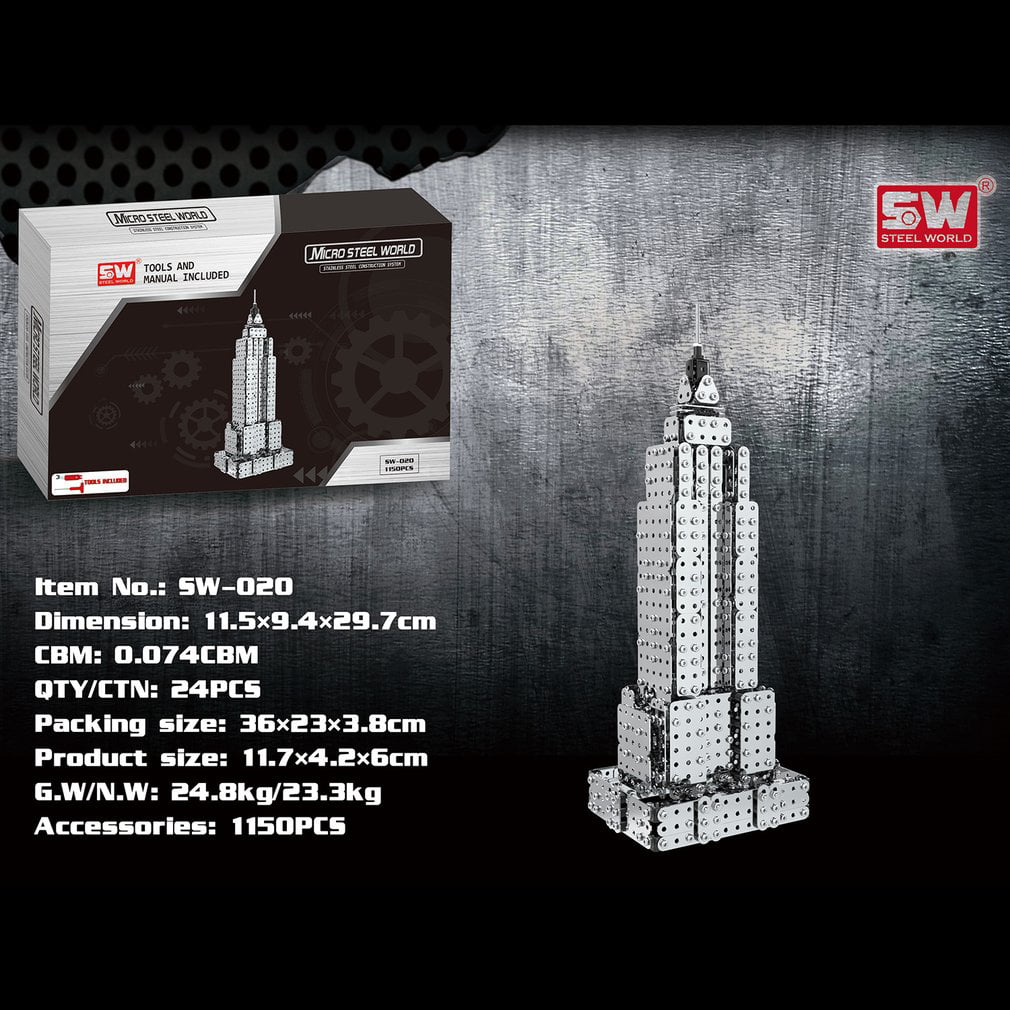 1150Pcs Stainless Steel Empire Building Model Building Blocks Brick Set ToysFG 