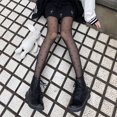 thumbnail image 4 of Medias de mujer primavera y verano finas con lazo dulce blanco leche pantimedias lolita onda redonda punto jk seda negra, 4 of 5