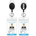 thumbnail image 1 of 2 Pack Porte-Badge Rétractable Robuste avec Clip Mousqueton et Style Vertical Porte-Cartes d'Identité Transparent, Cordon de Traction Kevlar de 24 Pouces d'Épaisseur-Vertical, 1 of 7