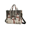 thumbnail image 2 of Trees Christmas Snowman Corduroy Tote Bag Handbag Large Messenger Bag Shoulder Crossbody Zipper Bag Purse, 2 of 8