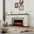 thumbnail image 6 of BOSHIRO Electric Fireplace with Mantel, 60 Inch Solid Wood Fireplace TV Stand for Living Room Bedroom, 6 of 8