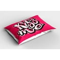 thumbnail image 2 of Ambesonne Kiss Me Pillow Sham 2 Pack, Modern Calligraphy, 26"x20", Hot Pink Black and White, 2 of 3