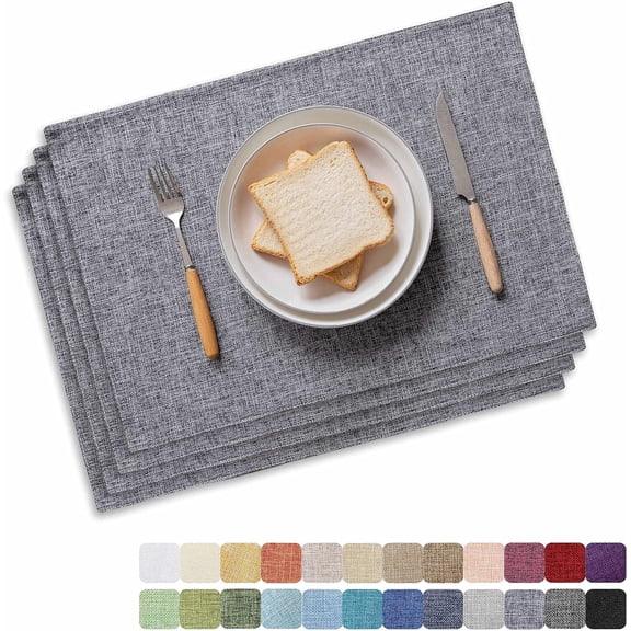 Home Brilliant Linen Place Mats Set of 4 Heat Resistant Dining Table Place Mats Cloth Placemats Kitchen Table Mats Placemat, Burlap