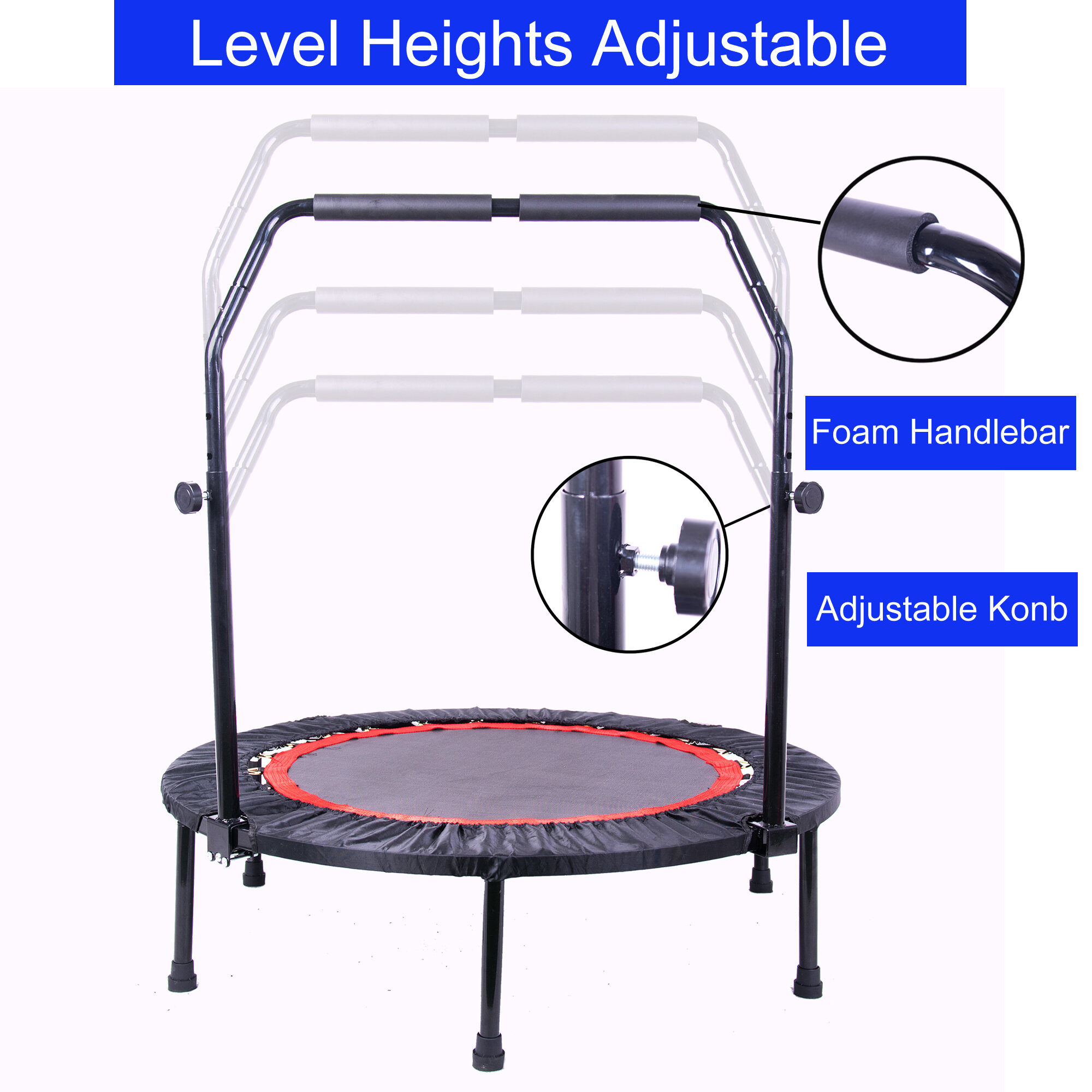 Trampoline For Kids 40 Inch Mini Exercise Trampoline for Adults or Kids Indoor Fitness Rebounder Trampoline with Safety Pad Max. Load 300LBS,Mini Trampoline
