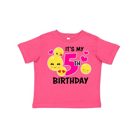 

Inktastic Its My 5th Birthday with Smiling Emoticon Gift Toddler Toddler Girl T-Shirt