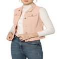 thumbnail image 4 of Allegra K Women‘s Washed Chest Flap Pockets Single Breasted Denim Vest Jacket, 4 of 6