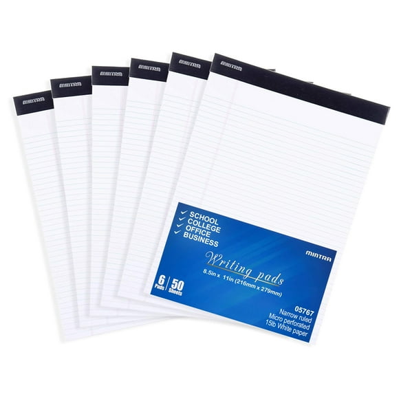 Bloques legales Mintra Office Basic, color blanco, paquete de 6 unidades, 21,6 x 27,9 cm