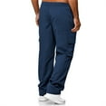 thumbnail image 6 of Men's Multi-Pocket Drawstring Work Pants, Fashion Casual Elastic Waist Cargo Trousers for Outdoor and Hiking,Navy,M, 6 of 7