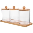 thumbnail image 4 of 1 juego de dispensador de hisopos de algodón con tapas, soportes transparentes con bandeja organizadora de tocador, 4 of 7