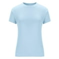 thumbnail image 5 of LADIGASU Women's Short Sleeve Solid Color Crewneck Casual Top Pullover T-shirt, 5 of 7