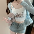 thumbnail image 4 of Beach Vacation Outdoor Slim Printed Cartoon Spice Girl Outerwear Summer Short Top Sexy Sling Sleeveless Top Beautiful Back Vest ONE CAT, 4 of 8