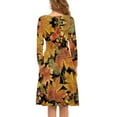 thumbnail image 3 of FKELYI Thanksgiving Harvest Women Dresses Size L Loose Women Dress Long Sleeve Elegant Casual Fall Maple Leaves Dresses for Women Casual Midi, 3 of 4