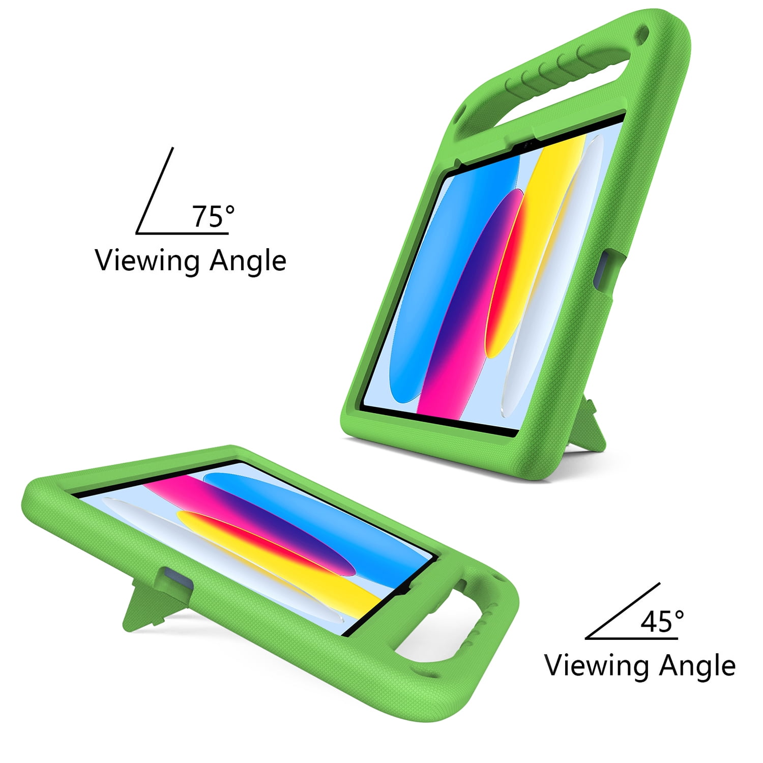 ELEHOLD for iPad 10th Generation 10.9" 2022 Rugged Case Kids Friendly EVA Full Body Protective Handle Grip Pencil Holder Kickstand Shockproof Kids Case for iPad 10th,Green