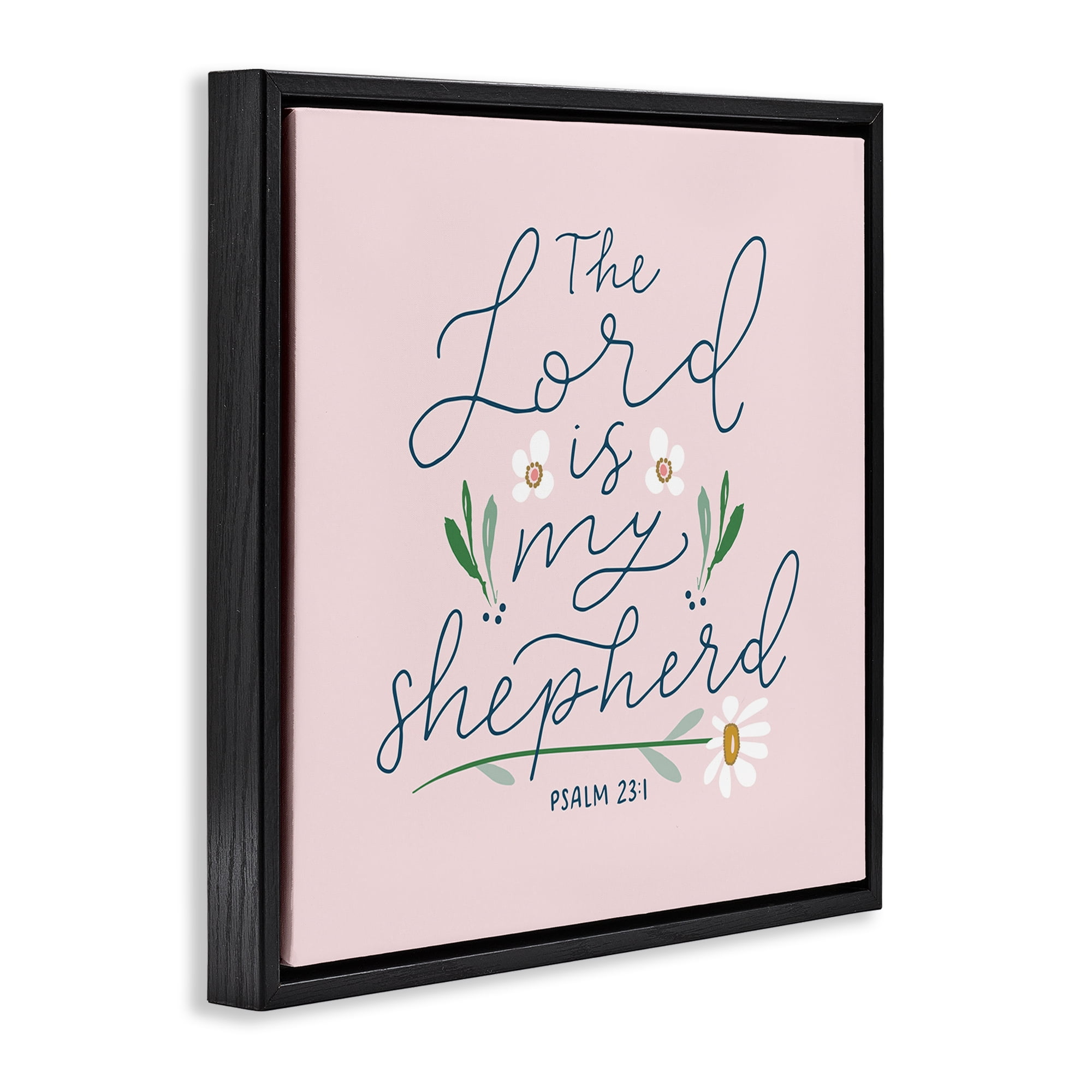 Stupell Industries Lord Is My Shepherd Religious & Spiritual Painting Black Floater Framed Canvas Art Print Wall Art, 18 x 18