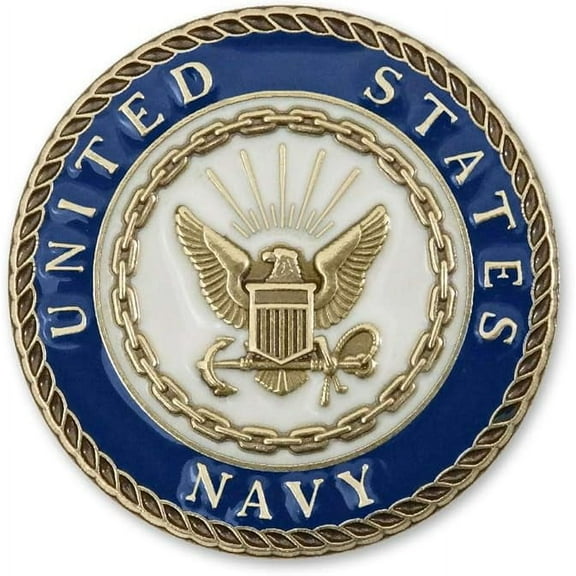 Indiana Metal Craft US NAVY CREST 1 inch Die Struck Solid Brass Pin with Enamel Made in USA