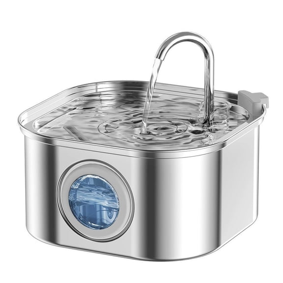 Cat Water Fountain Stainless Steel Large Capacity with Visible Water Window, Pet Drinking Dispenser