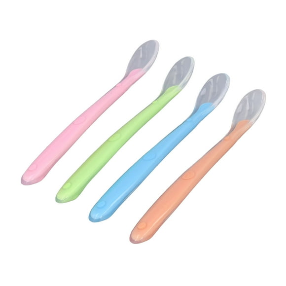 Cucharas De Silicona Para Bebés, Agarre Cómodo, Tamaño Apropiado, Cucharas De Alimentación Para Entrenamiento, A Prueba De Aceite, 4 Piezas, Limpiables Para Comer Para Niños