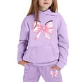 thumbnail image 4 of Little Outfits for Girls Sets Winter Hoodie Joggers Comfy Casual Kids Print Fall Girls Clothes Purple Size 6-7T, 4 of 4