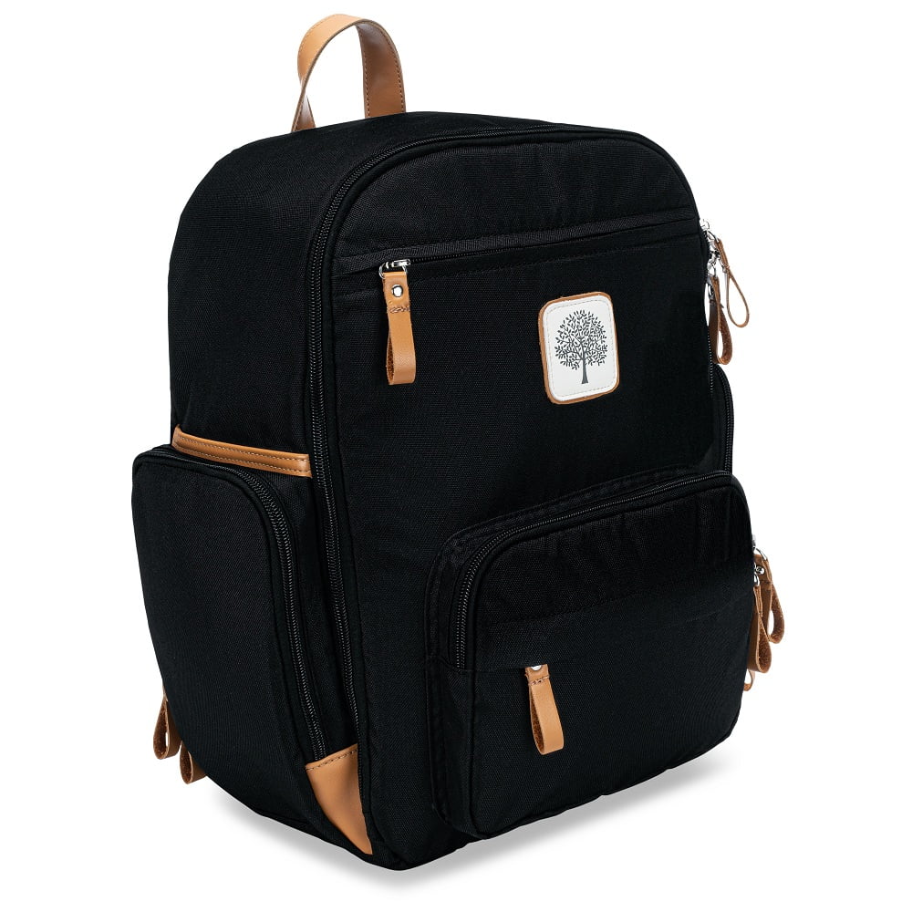 Parker Baby Co. Birch Bag Mini Diaper Backpack, Lightweight Baby Bag with Insulated Bottle Pockets, Compact & Organized - Black