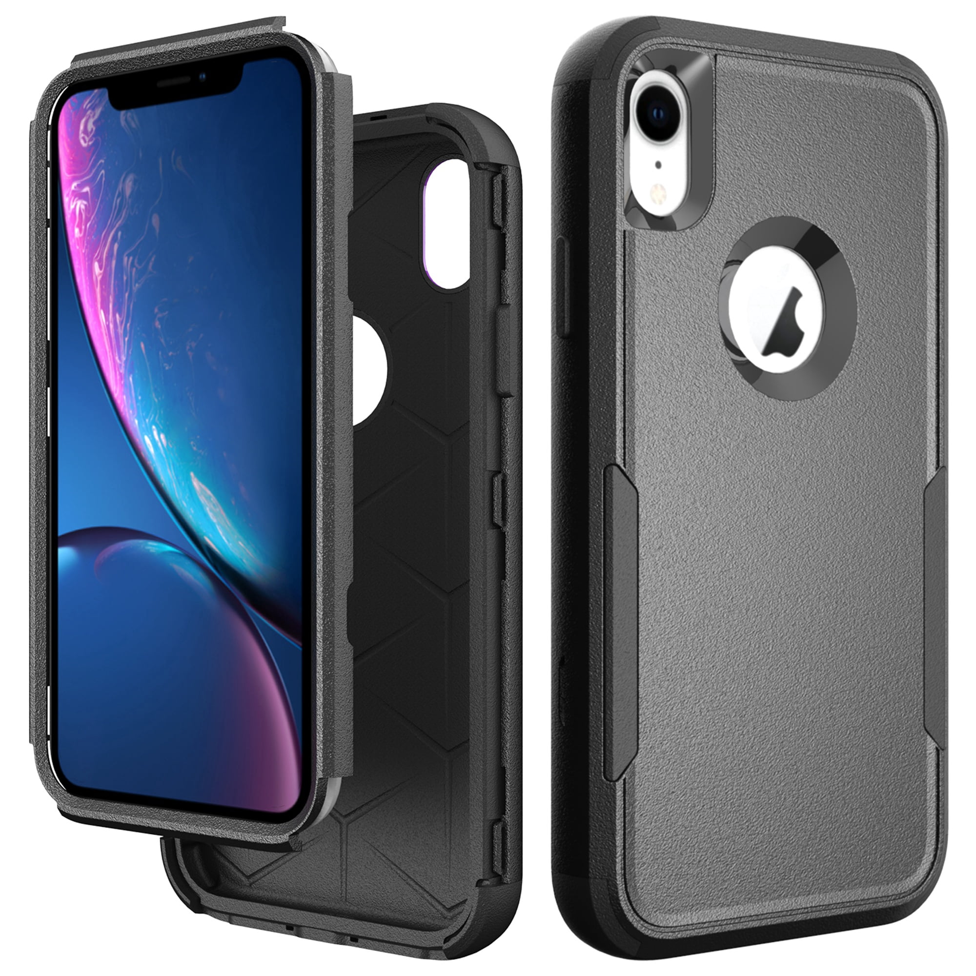 for iPhone XS Max Case, Hybrid Case Compatible with iPhone XS Max Case, Hybrid Heavy Duty Military Grade Full-Body Drop Shockproof Dustproof 3-Layers Rugged Protective Phone Cover, Black