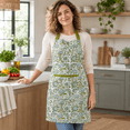 Agate Green Hand Block Print Cotton Kitchen Apron with Pocket and Ties ...