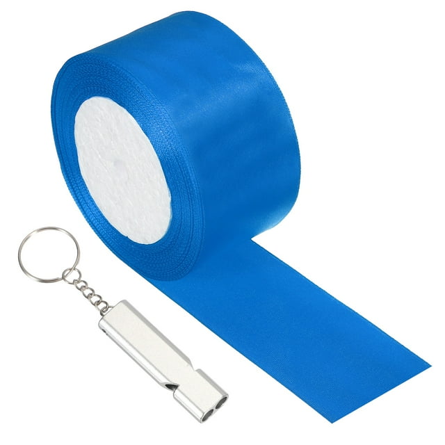 Uxcell Finish Line Satin Ribbon, Double-Faced Polyester Fabric Ribbon with Whistle Fitting for (Athletics- Running Race- Cutting Ceremony-Gift Wrapping) 2 Inch x 24 Yard& Sapphire