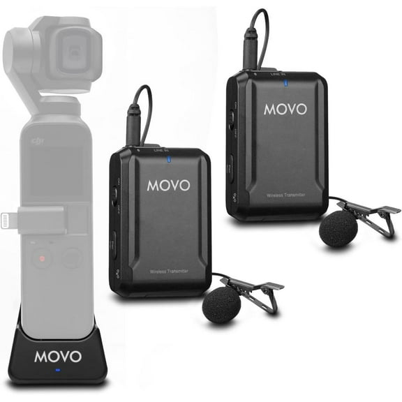 Movo Photo EDGE-OP-DUO Wireless Lavalier Microphone for DJI Osmo Pocket 1 and 2