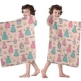 thumbnail image 4 of Princess Dress Castle Pattern Hooded Bath Towel，60"x35" for Ages 3 To 12 Kids, Quick Dry Lightweight Soft Microfiber Hood Beach Towel Cover Up for Kids, 4 of 7