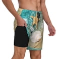 thumbnail image 2 of Naloa Starfish And Seashell Print Men Swim Trunks with Compression Liner ,Board Shorts,Men's Swim Shorts with Drawstring and Elastic Waistband-Large, 2 of 6