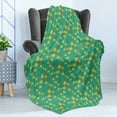 thumbnail image 4 of Autumn Soft Flannel Fleece Blanket, Seasonal Fall of the Leaf Warm Colors Simple Art Design Composition Print, Cozy Plush for Indoor and Outdoor Use, 60" x 80", Sea Green and Mustard, by Ambesonne, 4 of 5