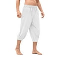 thumbnail image 2 of asjyhkr Mens Capri Joggers Cotton Linen Drawstring Elastic Sweatpants Wiht Pockets Athletic Running Gym Trousers, 2 of 5