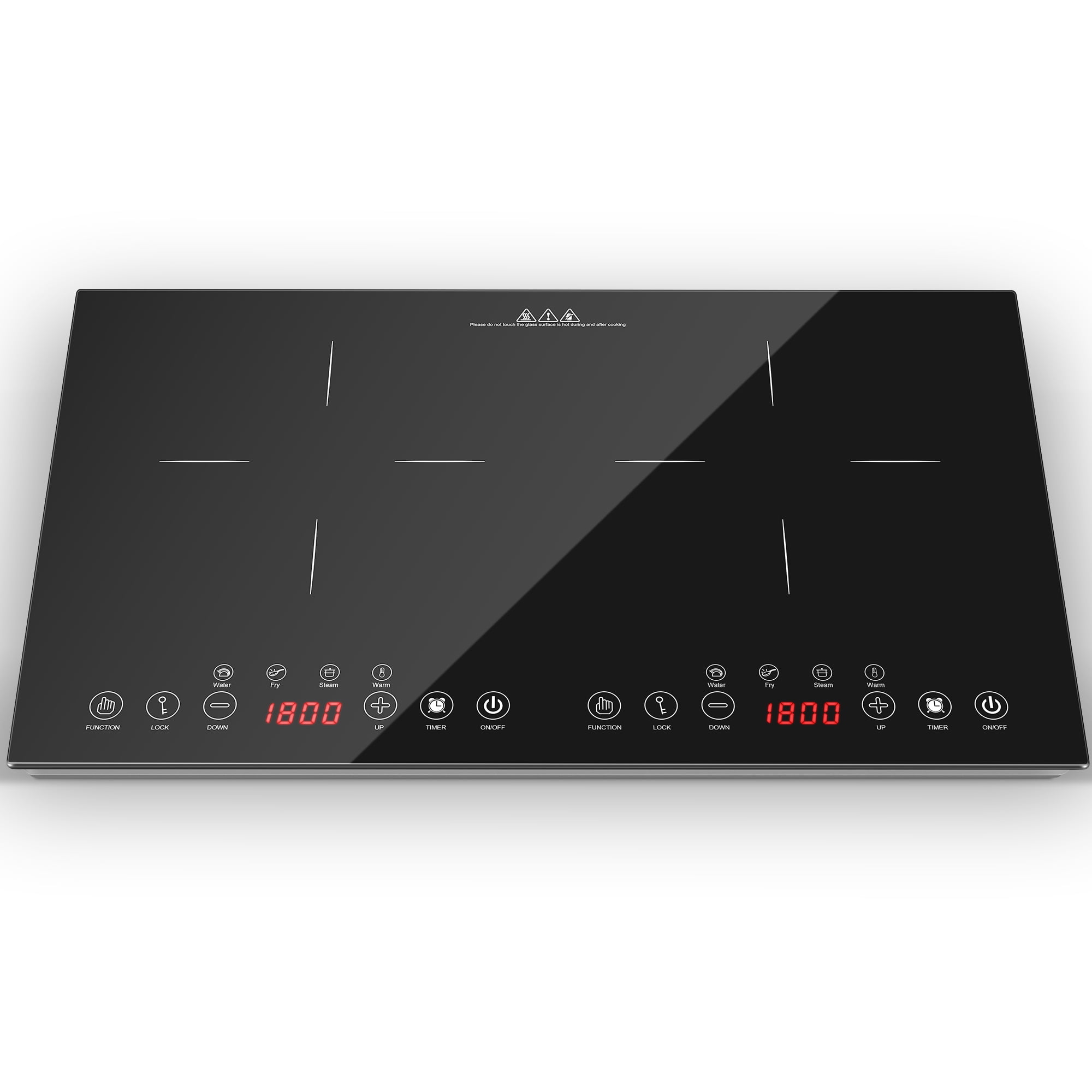 Amzgachfktch 1800W Double Induction Cooktop with 4 Presets & Touch Control in Black