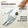 thumbnail image 4 of Copper Tech Plus Golf Gloves Men (2nd Gen) | Copper Compression Joint Support Golf Glove (White/Silver, XX-Large, Right), 4 of 7