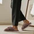 thumbnail image 6 of Womens Fuzzy Memory Foam Slippers Cross Band Cozy Plush Home Slippers Fluffy Furry Open Toe House Shoes Indoor Outdoor Slide Slipper, 6 of 6