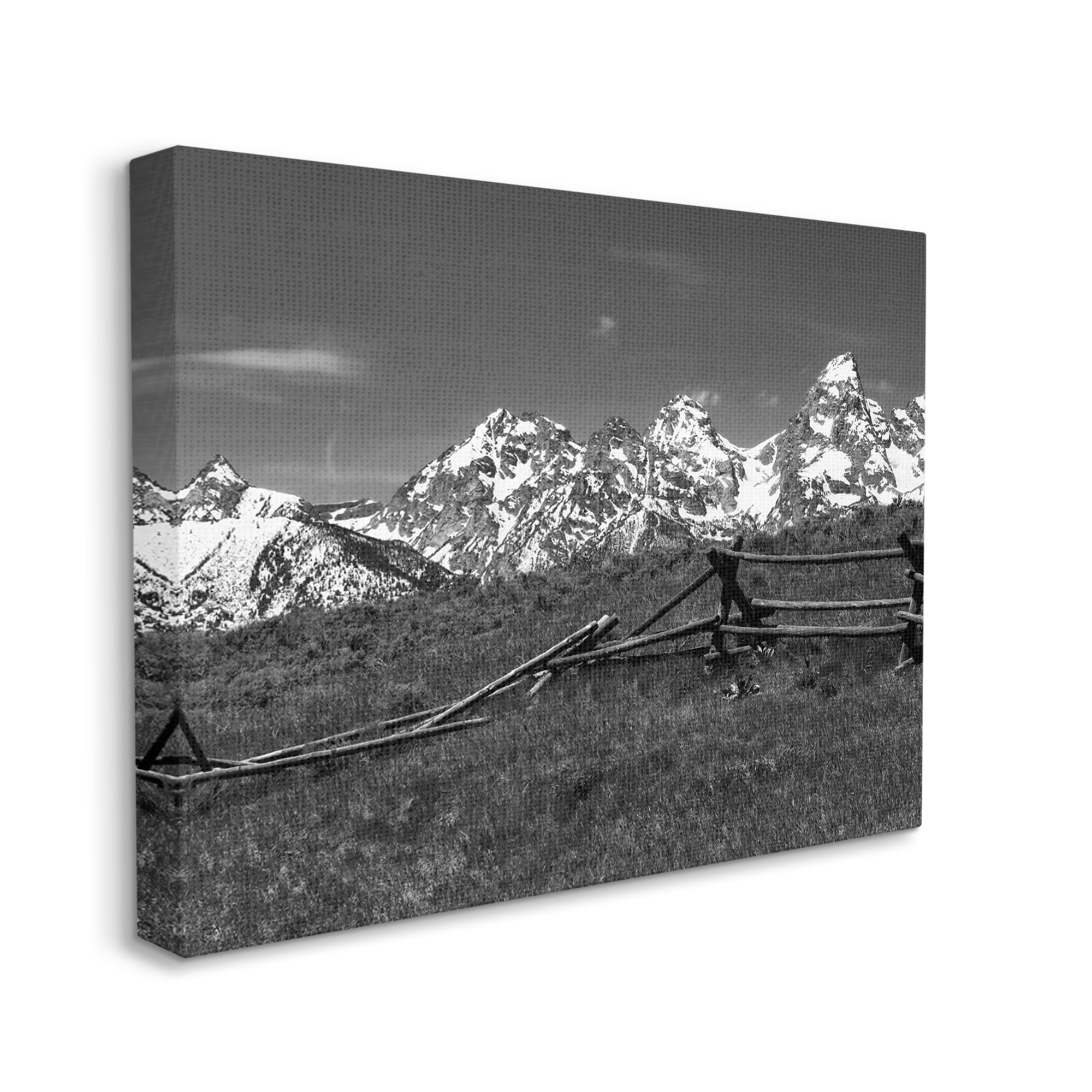 Stupell Industries Mountain Peaks & Fence Landscape Photography Gallery Wrapped Canvas Art Print Wall Art, 40 x 30