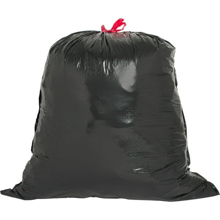 Black Bin Liners Genuine Joe, GJO01230, Black Flex Drawstring Trash Liners, 42 / Box, Black, 30 gal ()
