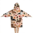 thumbnail image 2 of Fall Dachshund and Pumpkin Blanket Hoodies for Kids 6-13YR Oversize Wearable Blanket Hoodies for Boys Girls Teens, 2 of 7