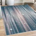 thumbnail image 1 of Space Decorative Rug, Abstract Colourful Beams Backdrop White Stars Space Inspired Lines Print, Quality Carpet for Bedroom Dorm and Living Room, 6 Sizes, Purpleblue Ivory, by Ambesonne, 1 of 4