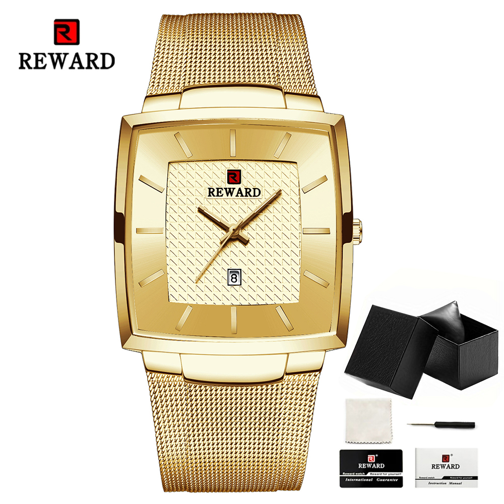 Watches Square Analog Quartz Stainless Steel Watches for Men Mesh Strap Waterproof Business Military Sport Wrist Watch with Date